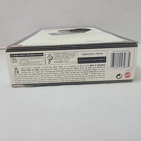 Mattel Barbie I Left My Heart in San Francisco See's Candie Special Edition 2001 - Picture 7 of 9